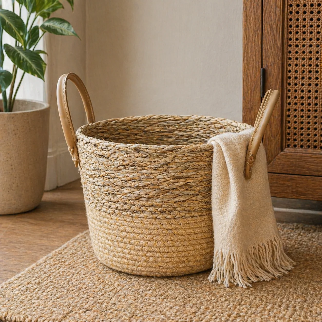 Natural Storage Basket with Low Taper
