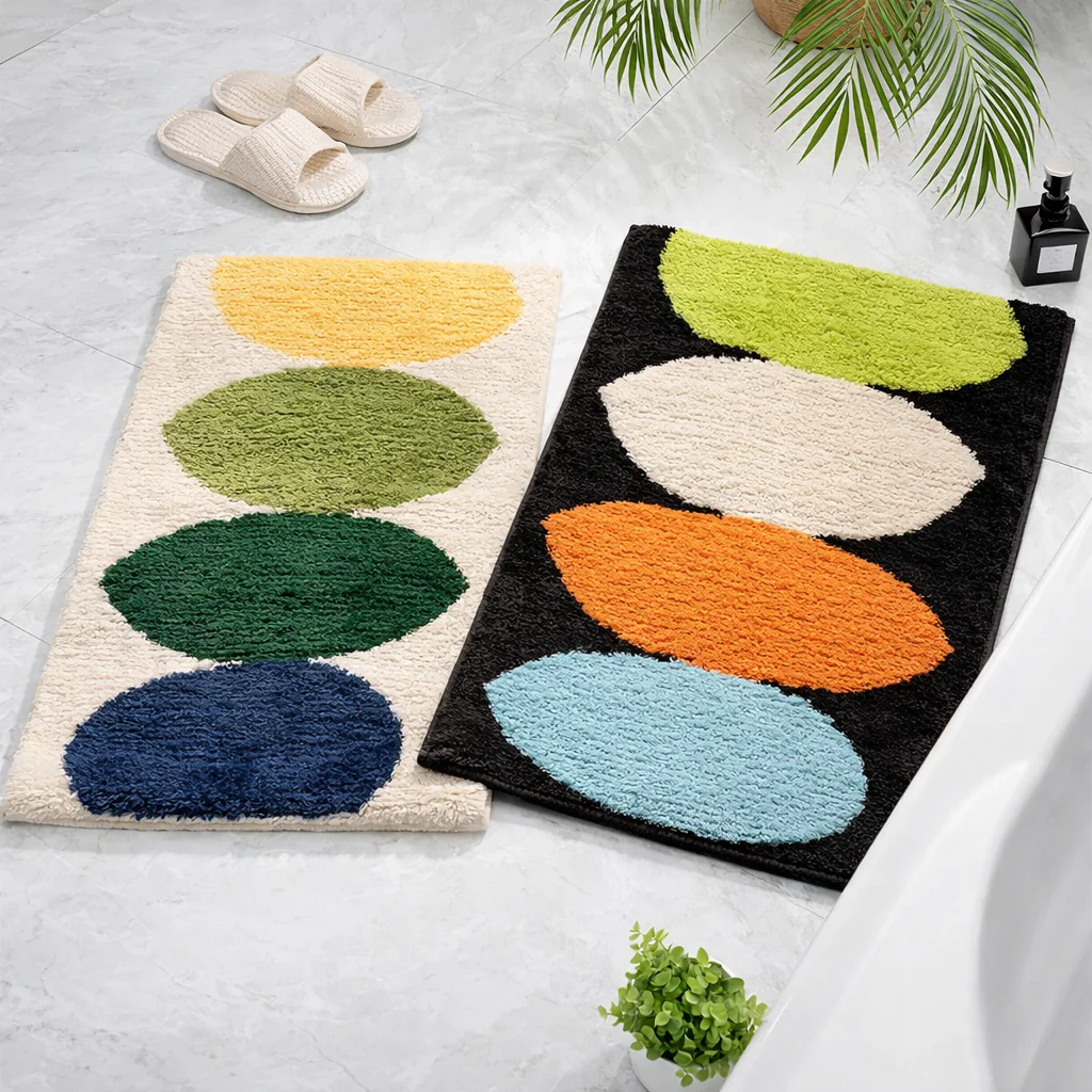 Abstract Oval Pattern Bathroom Rug