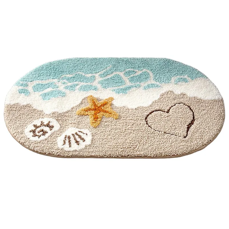 Ocean Beach Theme Oval Bathroom Rug - Image 5