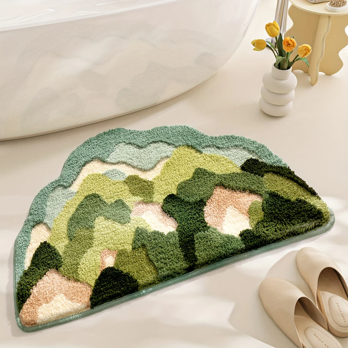 Textured Floral & Landscape Bathroom Rug - Image 10