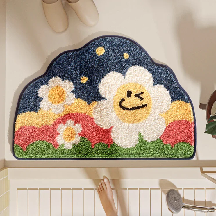 Textured Floral & Landscape Bathroom Rug - Image 11