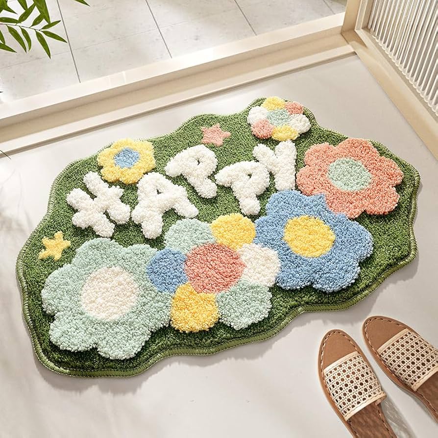 Textured Floral & Landscape Bathroom Rug - Image 13