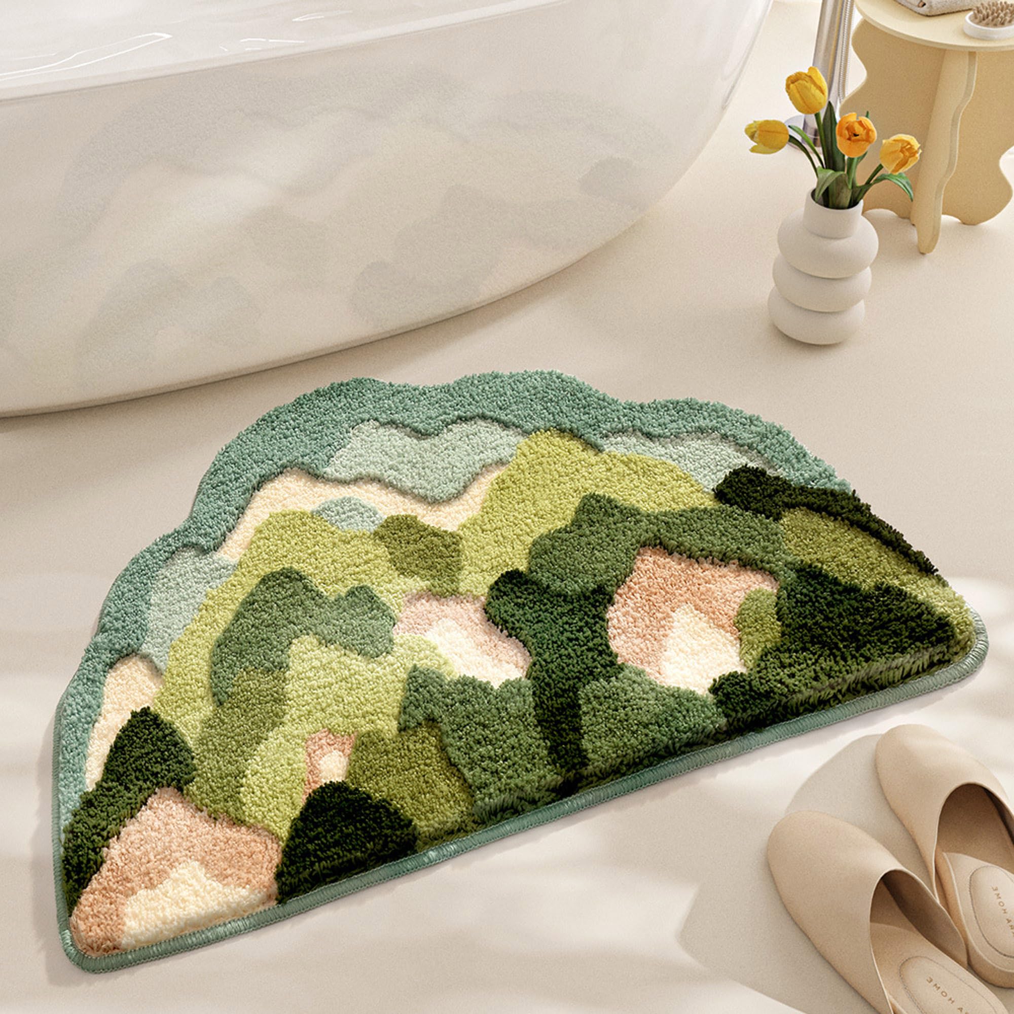 Textured Floral & Landscape Bathroom Rug - Image 16