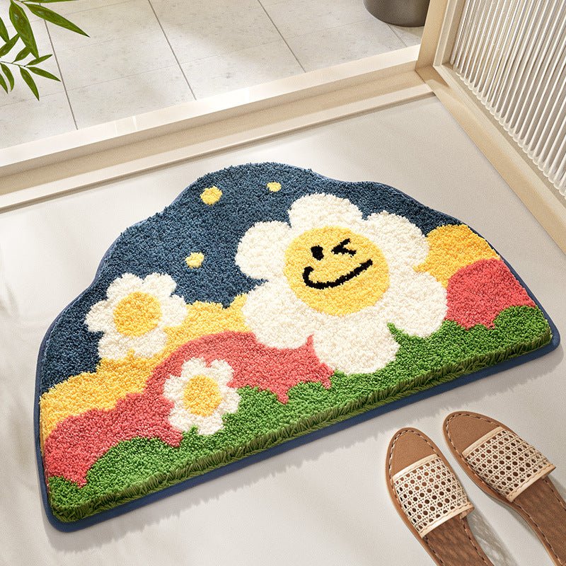 Textured Floral & Landscape Bathroom Rug - Image 3