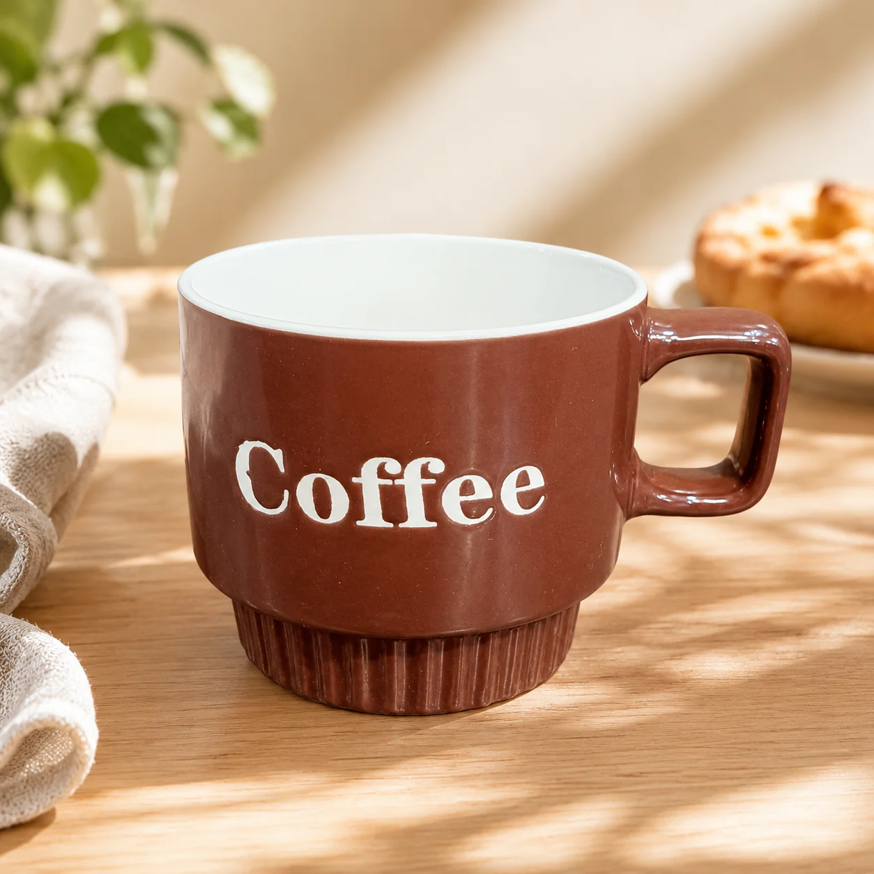 Minimalistic Ribbed Ceramic Coffee Mugs (350ml) - Image 6
