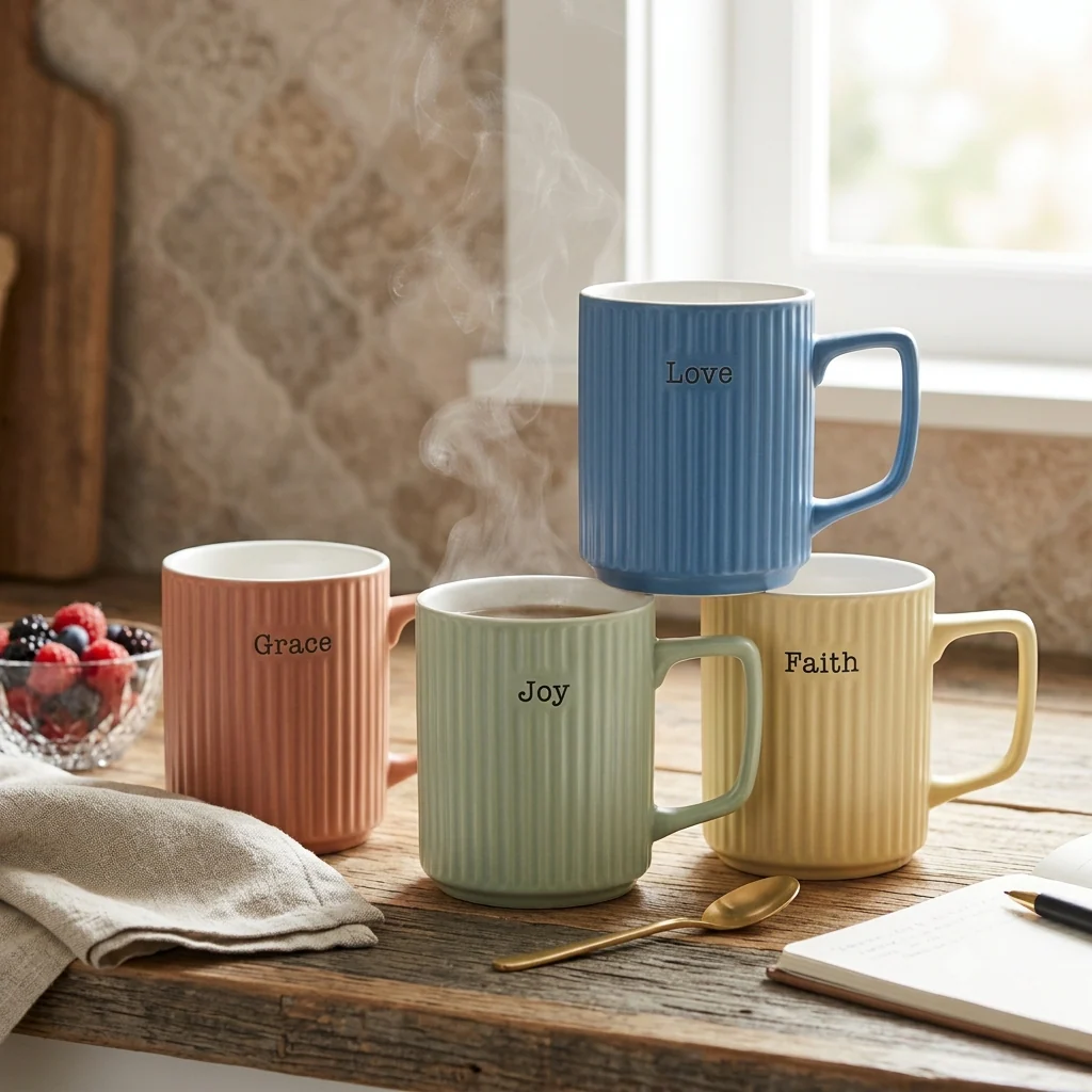 Inspirational Ribbed Ceramic Mugs (400ml) - Image 2