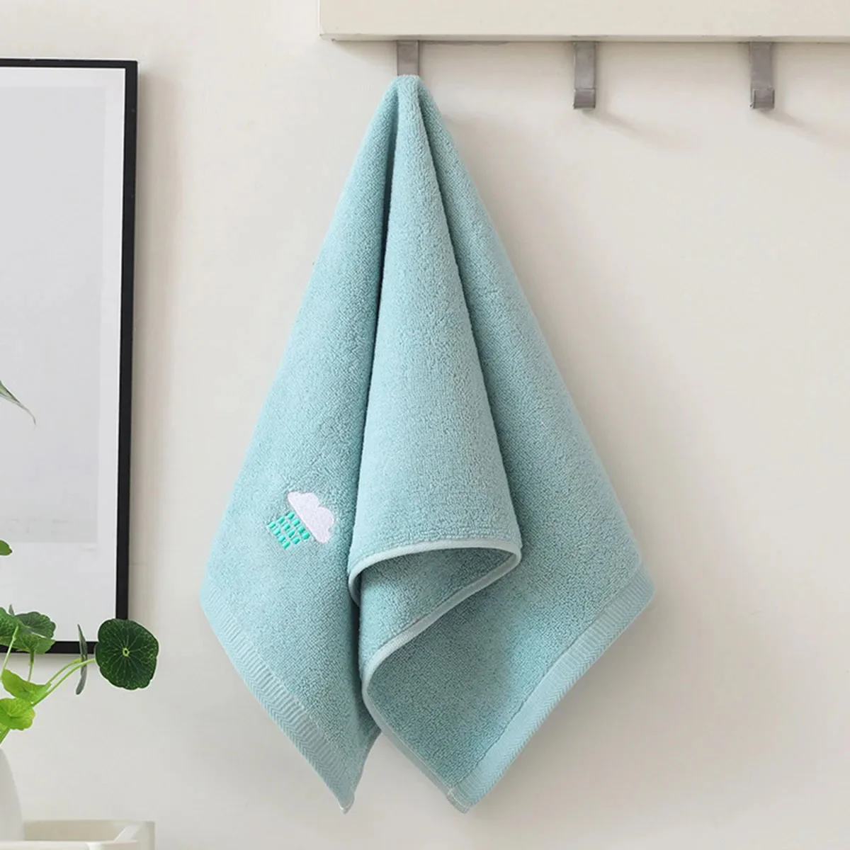 Embroidered Motif Fleece Face & Hand Towel - Image 2