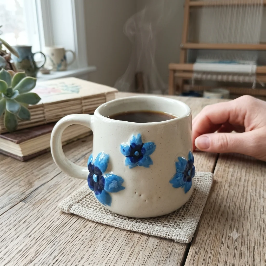 Handmade Ceramic Mug- Horizon Flowers
