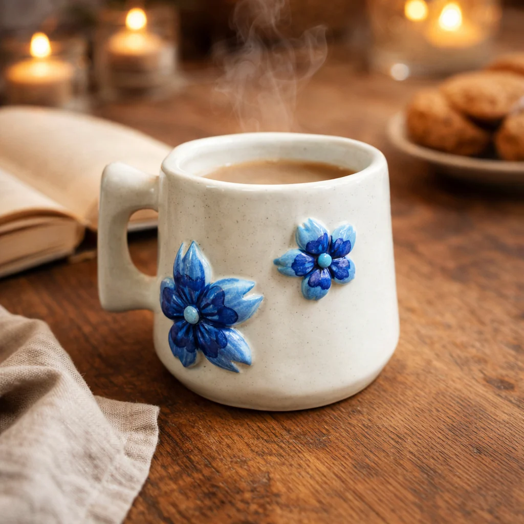 Handmade Ceramic Mug- Horizon Flowers - Image 5