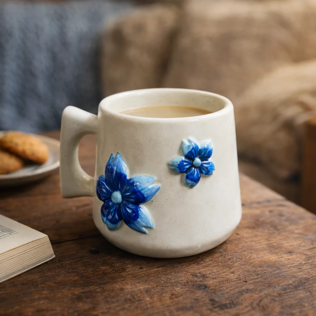 Handmade Ceramic Mug- Horizon Flowers - Image 6