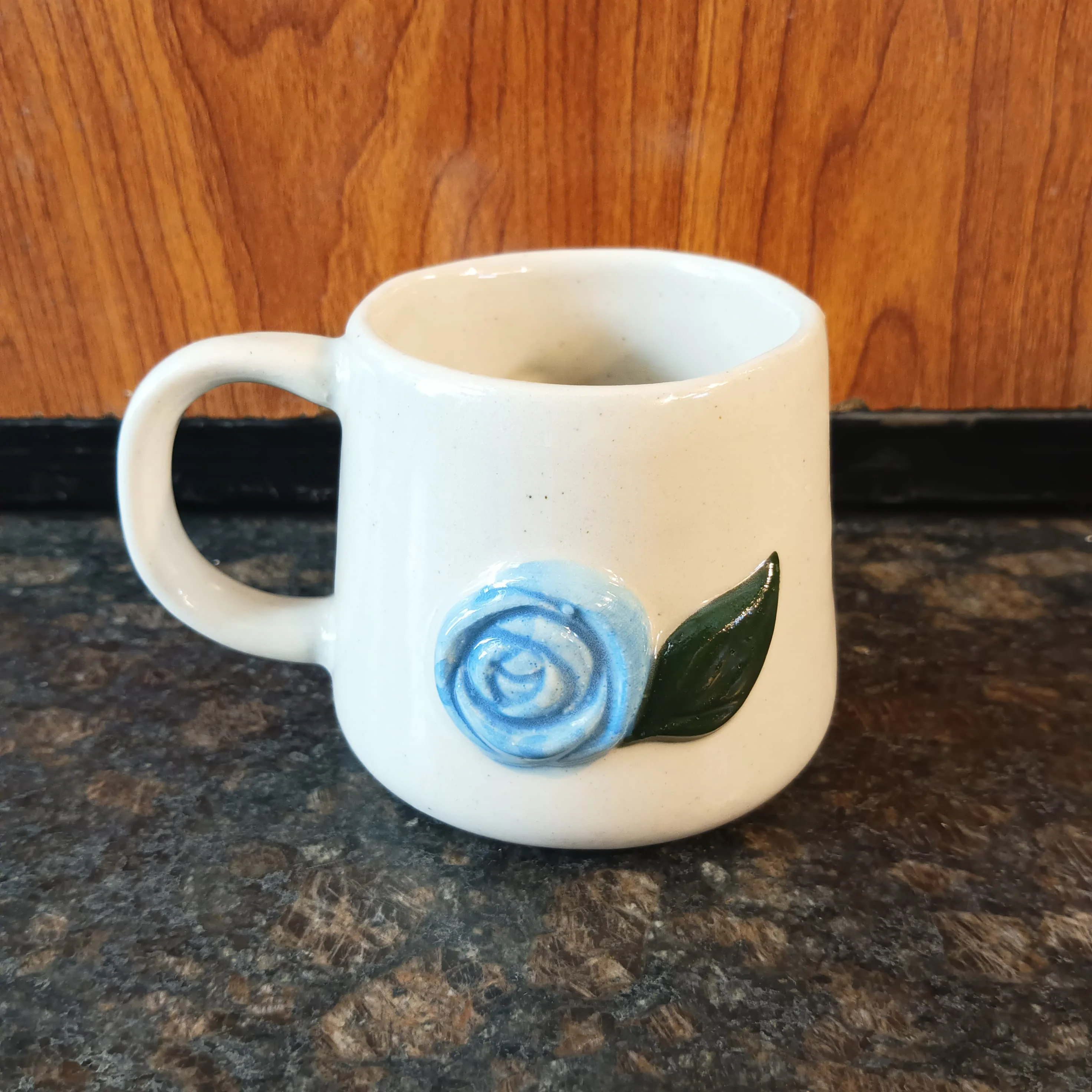Handmade Ceramic Mug- Midnight Blue Rose - Image 2
