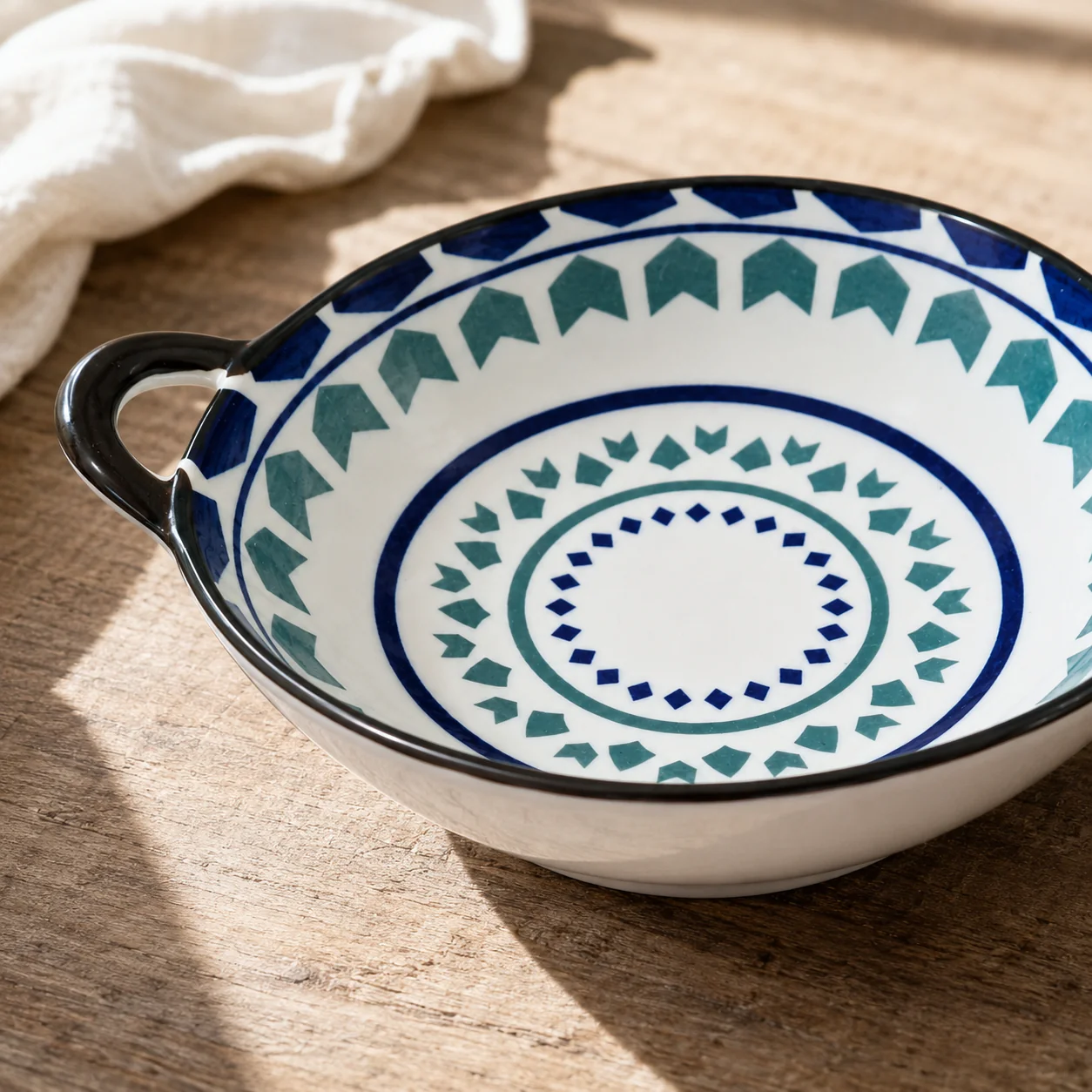 Mediterranean Ceramic Serving Bowl with Handles (500ml) - Image 2