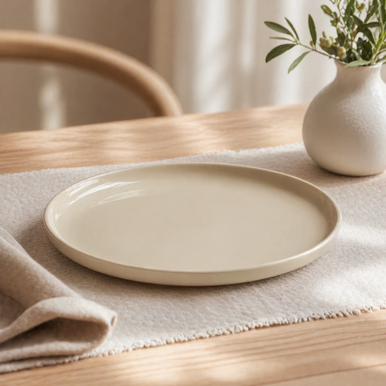 Minimalist Cream Dinner Platter (10 inch)