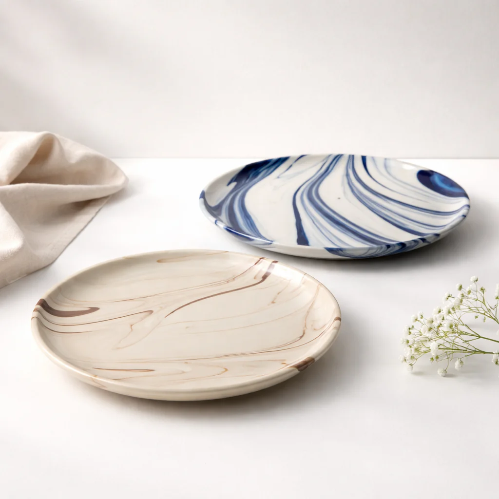 Marble Pattern Ceramic Dinner Plate (11 inch)