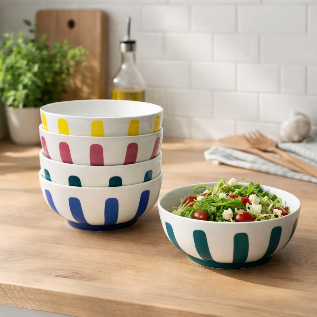 Striped Ceramic Serving Bowl (6 inches)