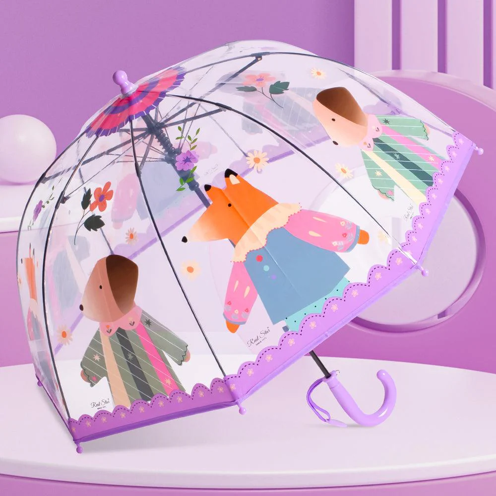 Kids Clear Dome Umbrella with Fun Animal Prints - Image 2