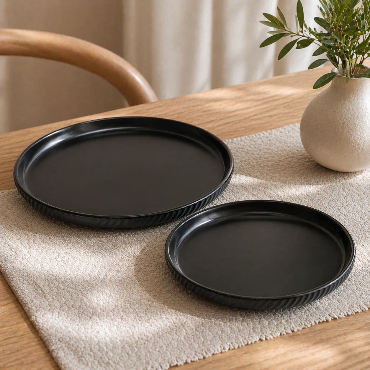 Matte Black Ceramic Plates