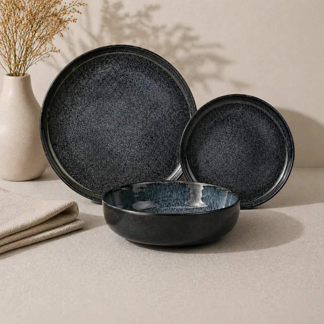 Midnight Speckled Ceramic Dinnerware Series