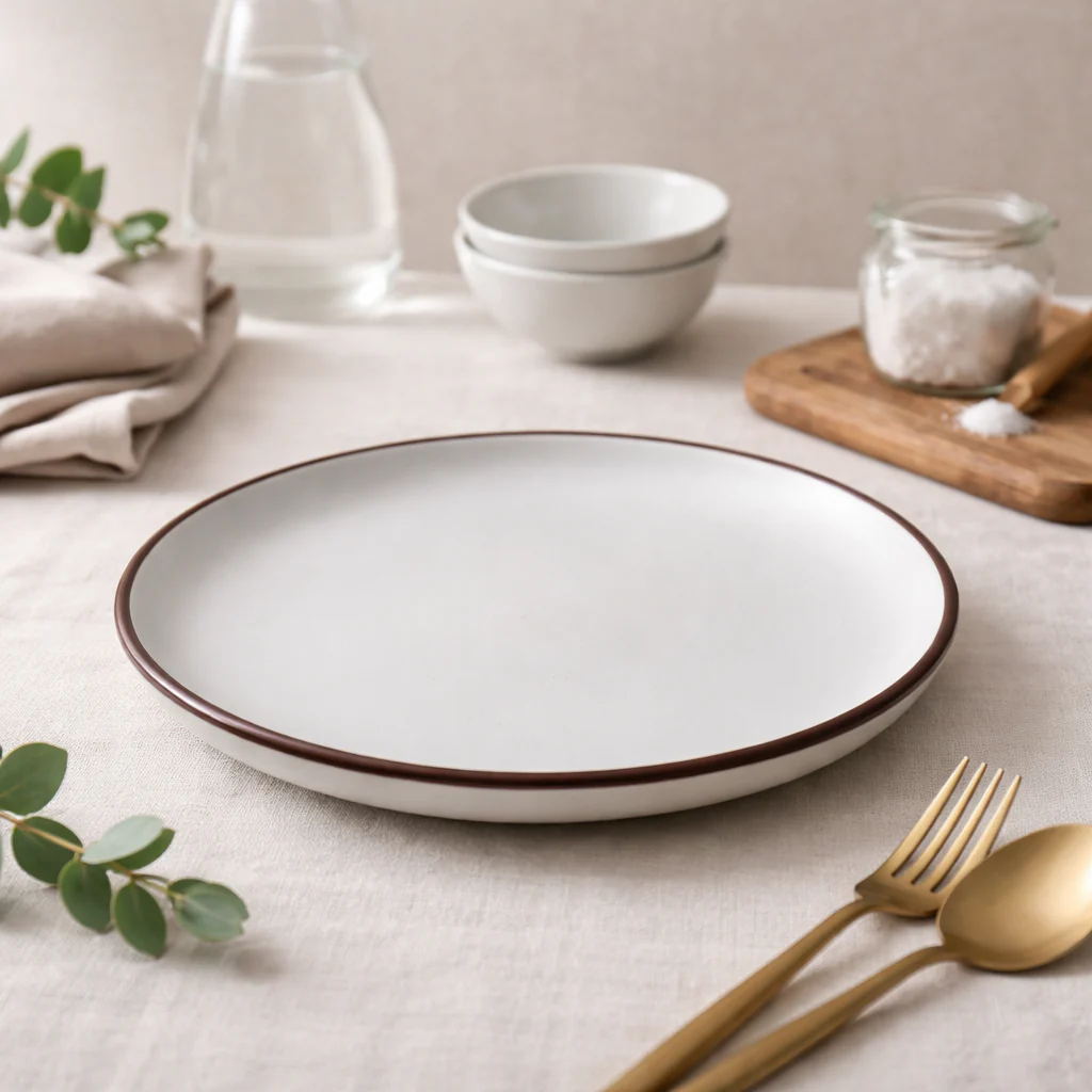 Classic White with Black Rim Plate (10inch)