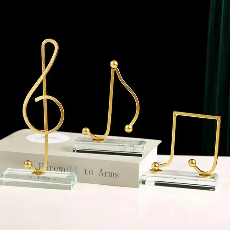 Golden Metal Music Note Figurines with Glass Base