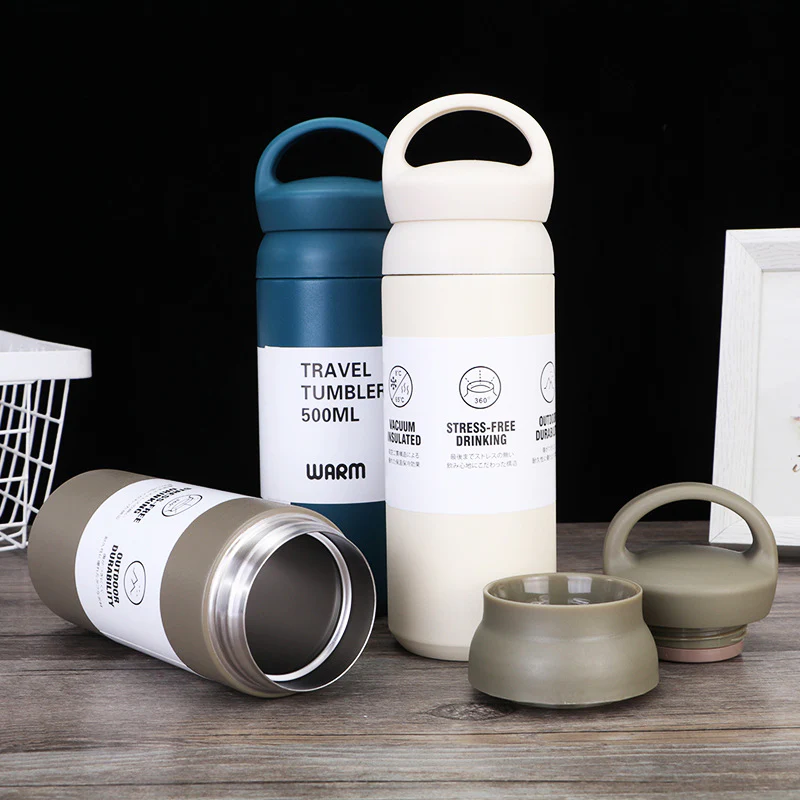 Matte Stainless Steel Water Bottle with Handle (500ml) - Image 6