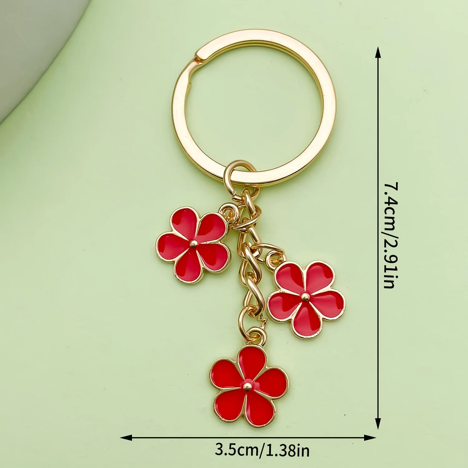 Handmade Floral Charm Keychain with Gold-Tone Ring - Image 12