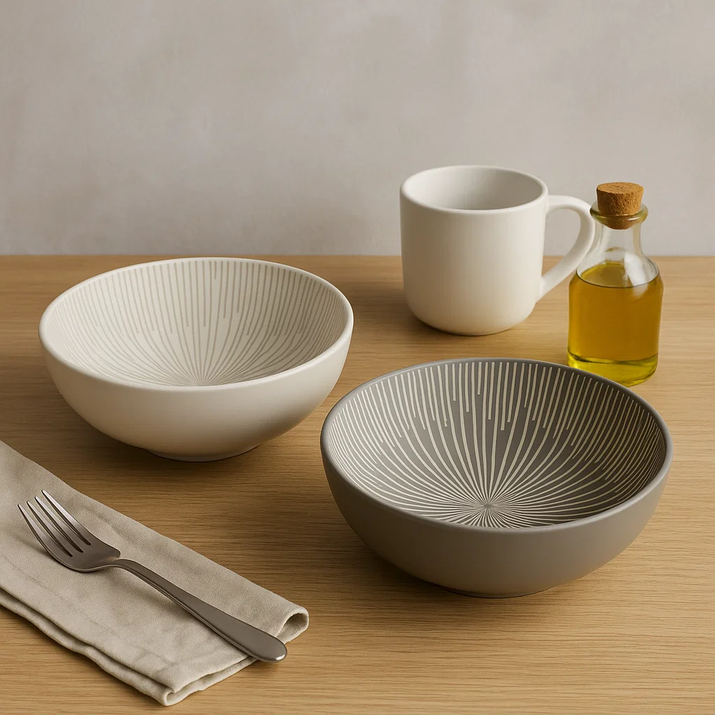 Radial Design Ceramic Serving Bowl (8inch) - Image 2