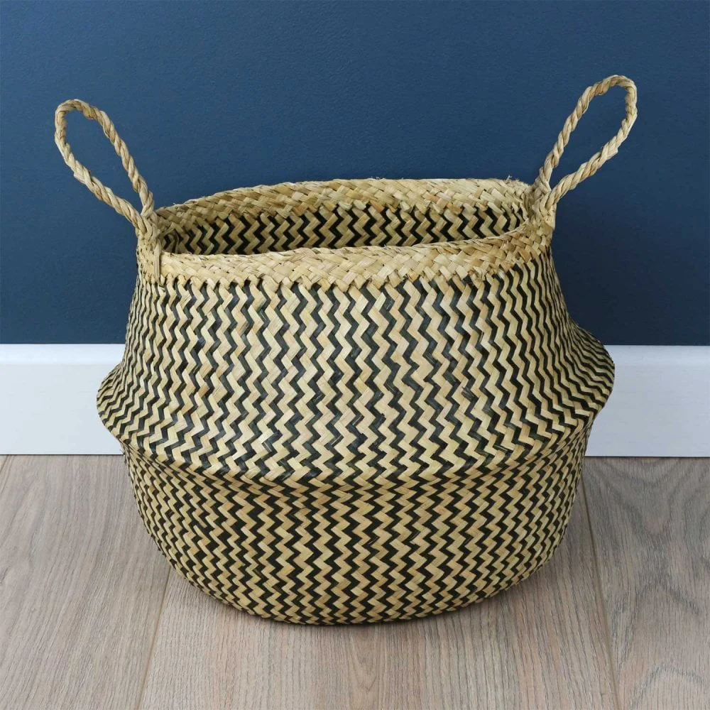 Patterned Handwoven Seagrass Basket (XL) - Image 7