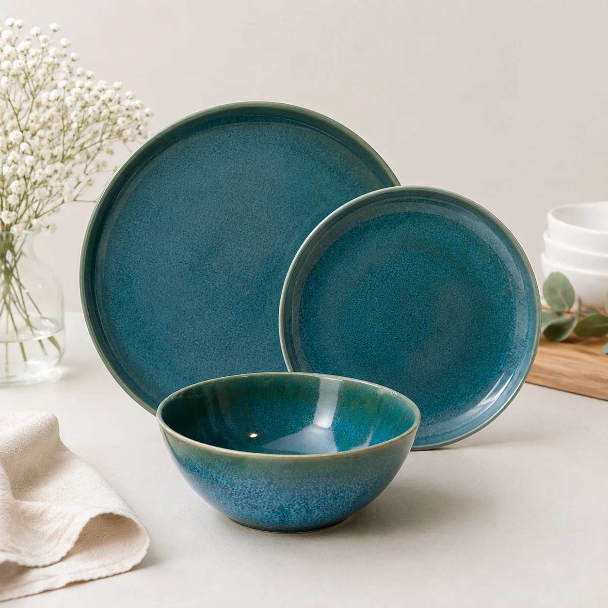 Teal Gradient Ceramic Dinnerware Series